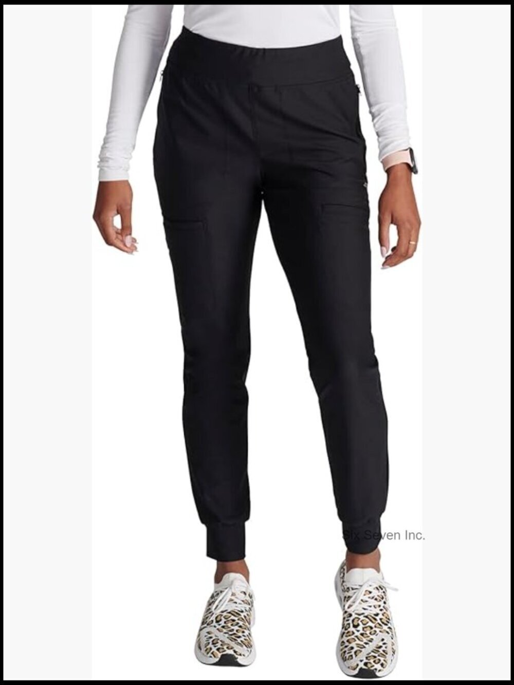 Mid Rise Tapered Leg Scrub Pants Drawstring Moisture Wicking 360 Stretch 6